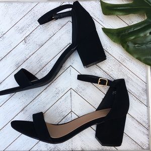 Faux Suade Black Nuback Heels